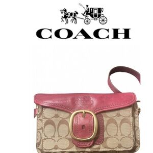 Coach EUC Rare Belt Bag Burgundy Wine & Signature Canvas